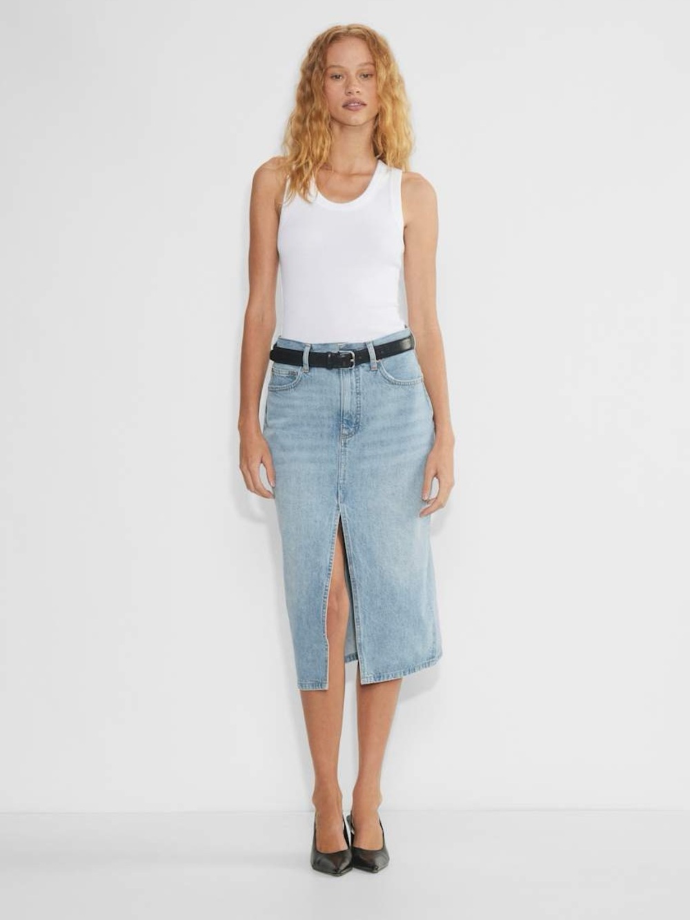 Denim Forum HALLE Denim Midi Skirt 7 Yrs Bleu Taboo